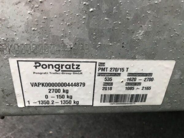 Remorque Pongratz PMT 270/15 T / 2,7 T - Image 13
