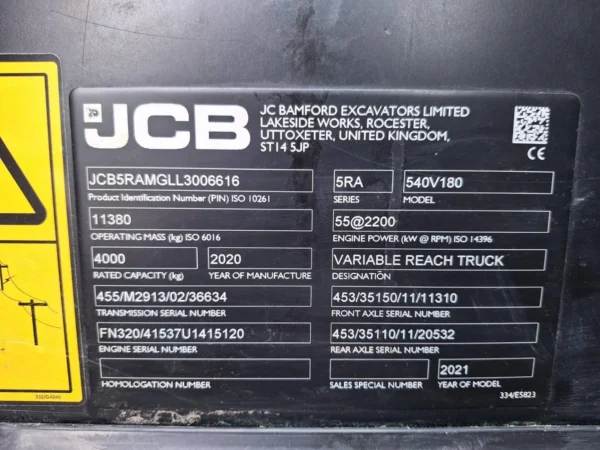 Chariot Élévateur Télescopique JCB 540-180 HiViz - Image 2