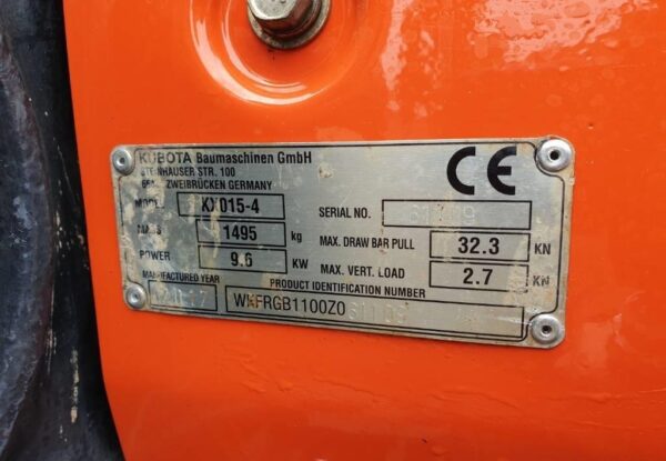 Mini pelle Kubota KX 015-4 / 1,4 T - Image 9