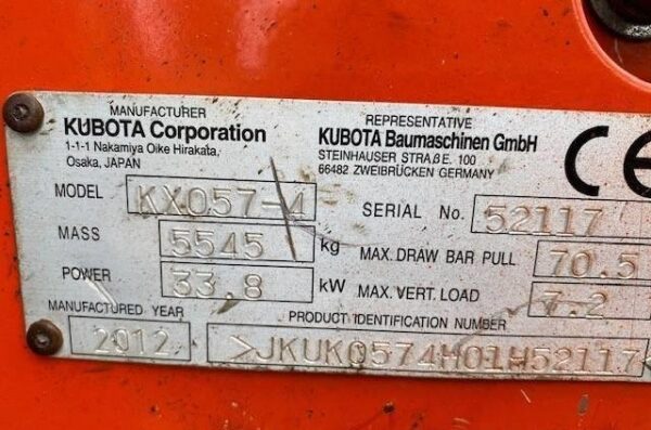 Mini Pelle Kubota KX 057-4 / 5,5 T - Image 6
