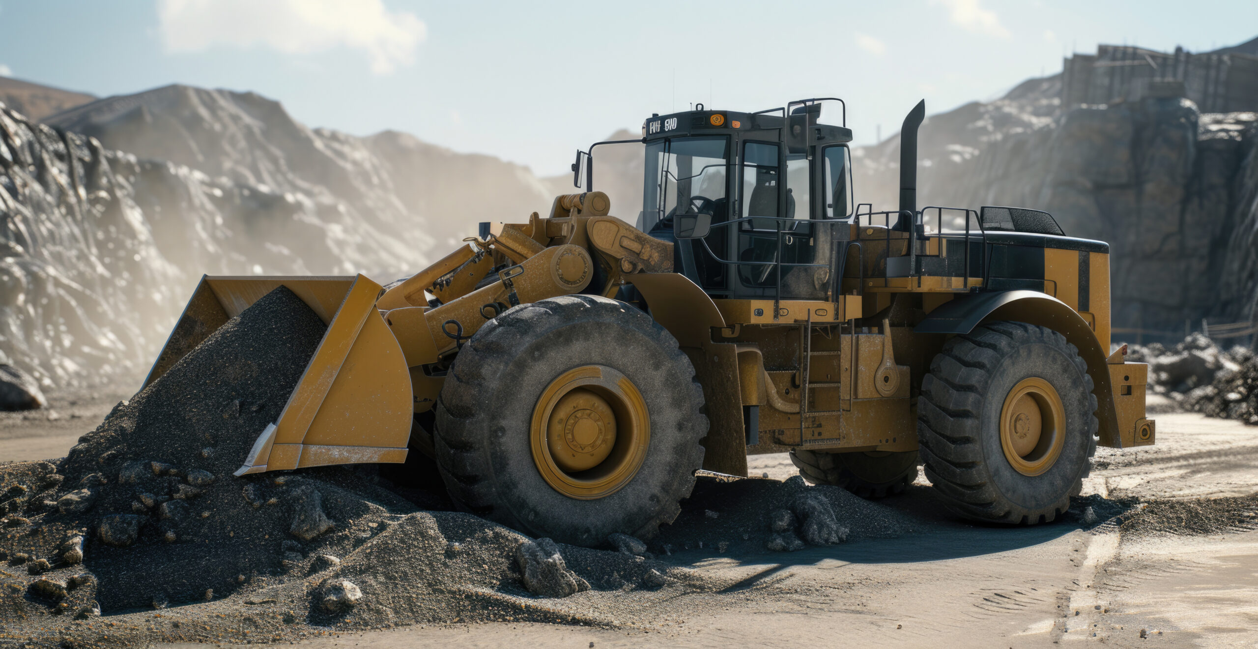 machines-lourdes-utilisees-dans-l-industrie-de-la-construction-et-de-l-ingenierie (1) cat w900r sand and gravel attachment for construction, in the style of creative commons attribution, gold and azure, metalworking mastery, auto body works, happenings, mundane materials, use of ephemeral materials --ar 95:49 --v 6 Job ID: f7bf8589-5b07-43b0-be92-2f1c2bc07a8a