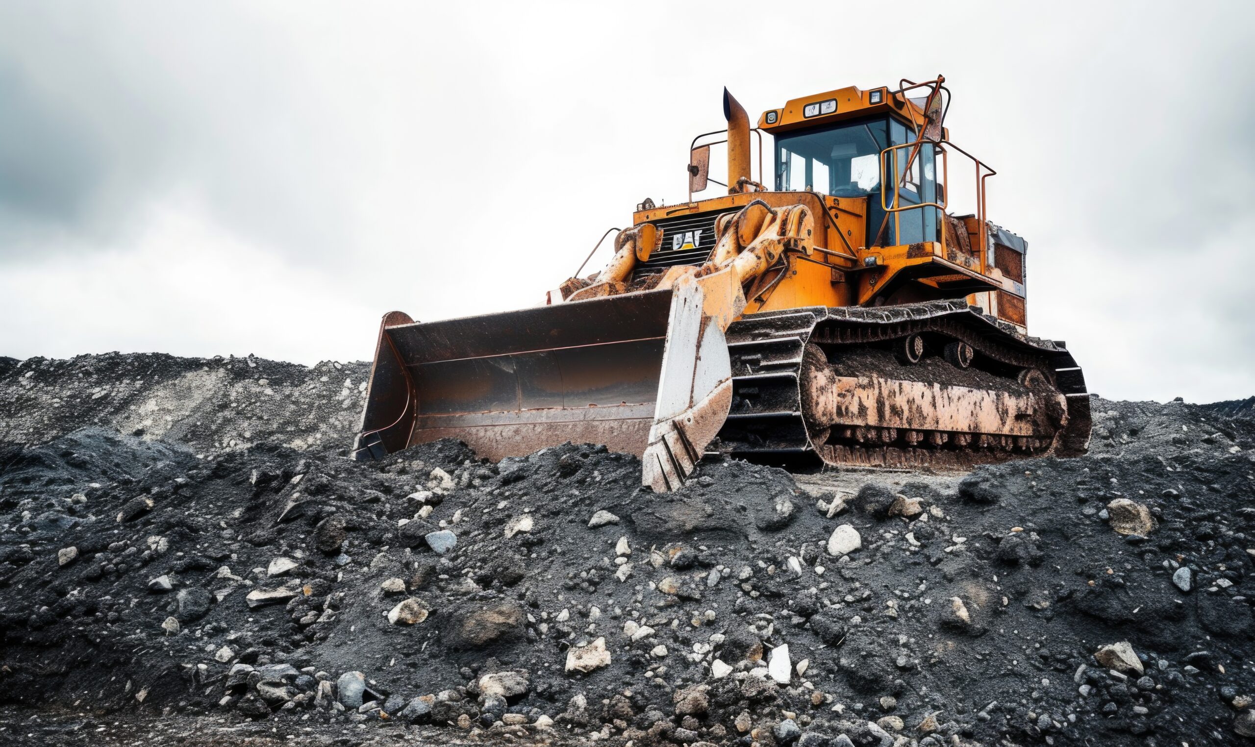 machines-lourdes-utilisees-dans-l-industrie-de-la-construction-et-de-l-ingenierie bulldozer sitting on top of a pile of dirt near a white sky, in the style of dark navy and dark gold, cloudcore, polished surfaces, traincore, hedi xandt, animalier, ethical concerns --ar 5:3 --v 6 Job ID: e57c9f9a-2d08-4a41-870c-320fe050f74e