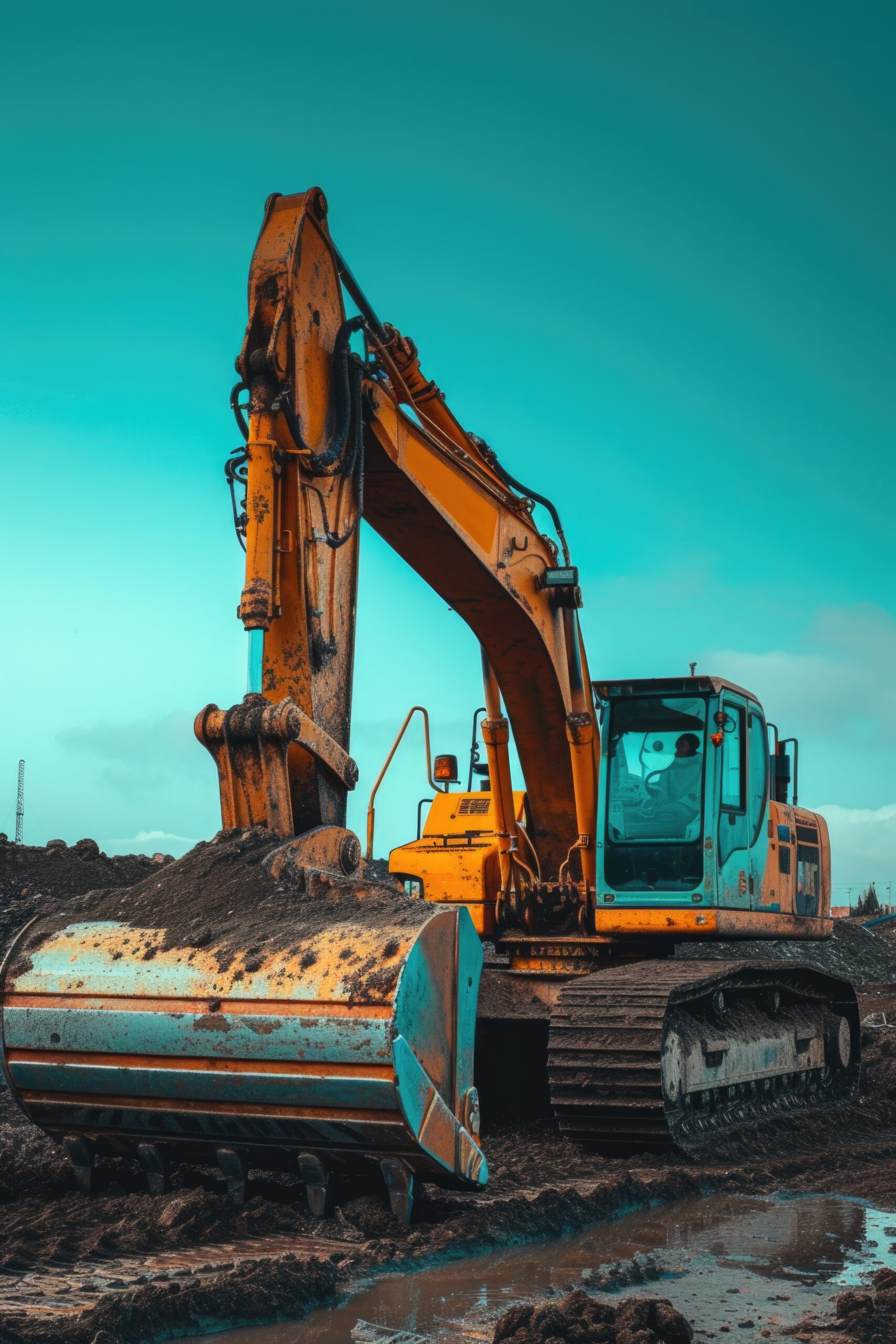 vue-des-machines-lourdes-utilisees-dans-l-industrie-de-la-construction a construction heavy bulldozer in the field royalty free photos, in the style of dark orange and teal, mbole art, 8k, womancore, curved mirrors, high quality, 21st century --ar 75:112 --v 6 Job ID: 2ee26c36-f74c-4a4c-a47a-dd61d6e89a63